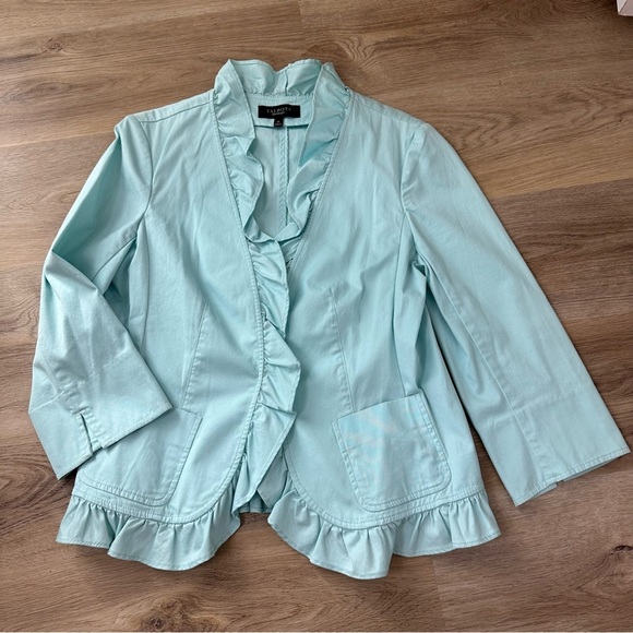 Talbots Jackets & Blazers - Talbots Baby Blue Ruffle Lightweight Jacket size 10